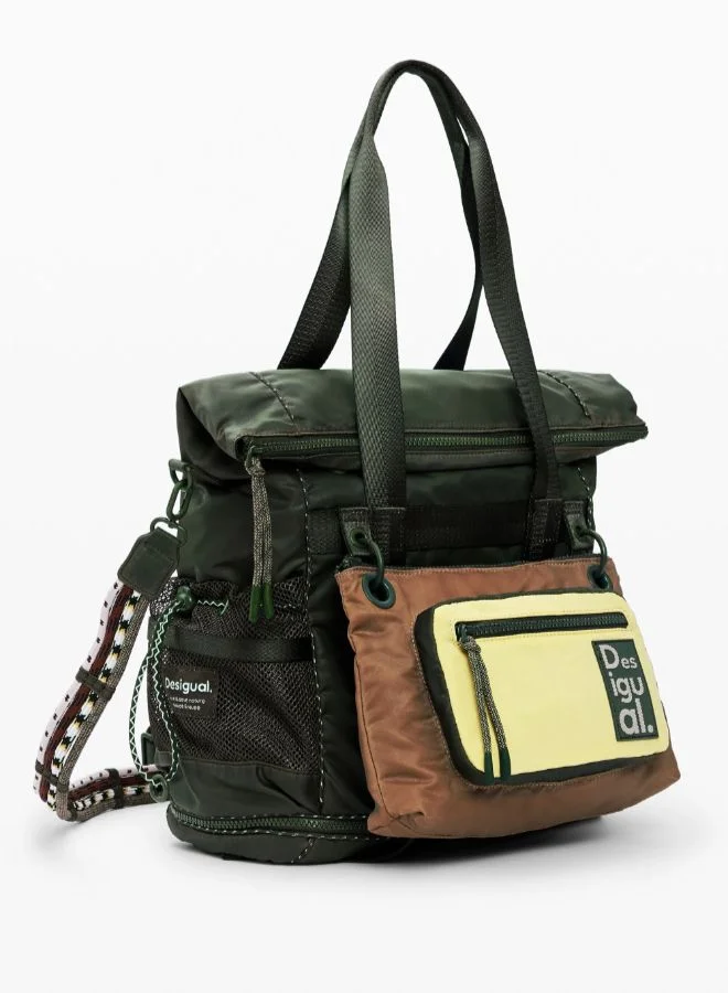 DESIGUAL Green Bicolor waxed voyager backpack for Women | Best Price UAE